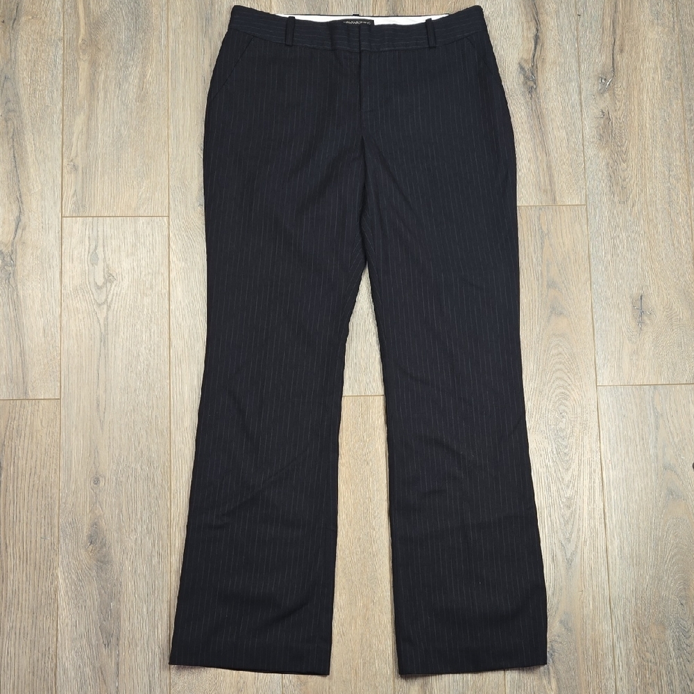 Banana Republic Factory Black Vertical Pinstripe Martin Fit Pants Trousers Sz 8